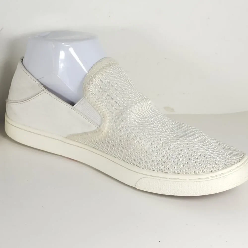 Olukai Women's Pehuea US9 White Flat Slip On Loafer Sneakers Shoes